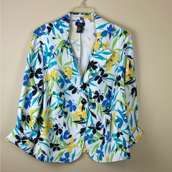R.Q.T Jackets & Blazers - Floral Blazer with Blue‎ and Yellow Accents